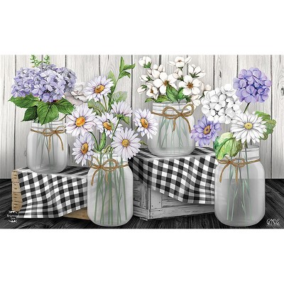 Briarwood Lane Doormat 30x18 Indoor Outdoor Checkered Mason Jars Spring For Spring Doormat