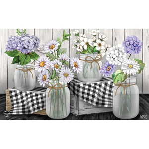 Briarwood Lane Doormat 30x18 Indoor Outdoor Checkered Mason Jars Spring For Spring Doormat - 1 of 4