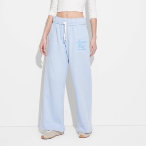 Women's Leisure Graphic Lounge Pants - Light Blue - 1 of 3