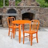 Emma and Oliver Commercial Grade 30" Round Metal Indoor-Outdoor Table Set & 2 Slat Back Chairs - 2 of 4