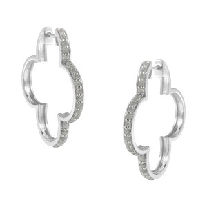 Haus of Brilliance Silver 1.0 cttw Diamond 4 Leaf Clover Shape Hoop Earrings - 1 of 4