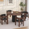 Mid Century Modern Dining Chairs Set of 4/6/8, PU Leather Upholstered Kitchen Chairs Set of 4 with Accent Curved Backrest & Rubber Wood Frame - 2 of 4