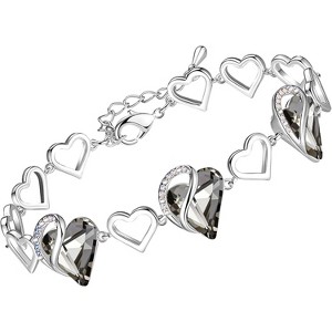 Adjustable Infinity Heart Bracelet with Birthstone - Silver Tone Link Chain Gift for Her - 1 of 4