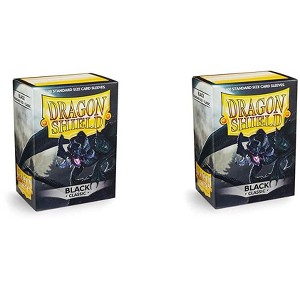 Dragon Shield 2 Packs Dragon Shield Classic Black Standard Size 100 ct Card Sleeves Individual Pack - 1 of 4