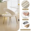 Set of 1 Velvet Fabric Dining Chairs With Curved Backrest and Golden Metal Legs for Kitchen or Dining Room ,White - 3 of 4