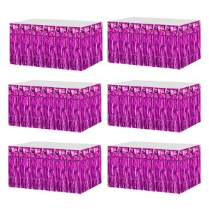 Unique Bargains Wedding Birthday Metallic Foil Fringe Table Skirts for Rectangle Tables - 1 of 4