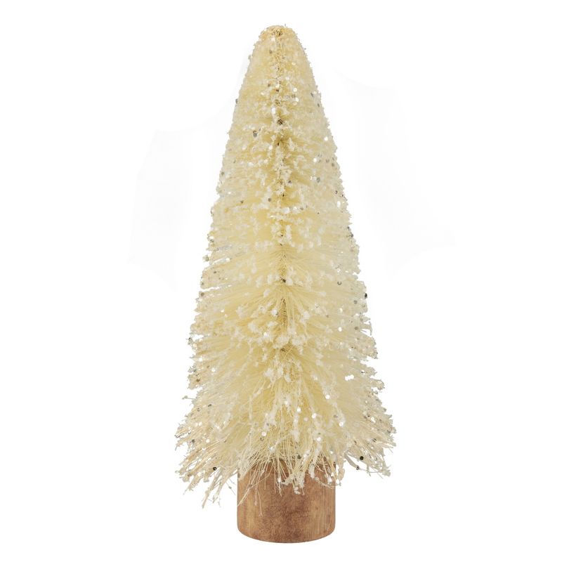Northlight 11.5" Glittered Cream Sisal Christmas Tree Decoration, 1 of 6