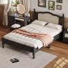 NicBex Full/Queen Vintage Platform Bed Frame with Natural Rattan Headboard and Footboard,No Box Spring Needed,Solid Pine Wood,Black/Walnut - 2 of 4