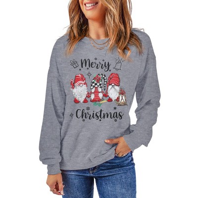 Womens Merry Christmas Sweatshirt Funny Christmas Tree Truck Graphic Pullover Casual Long Sleeve Blouse Tops