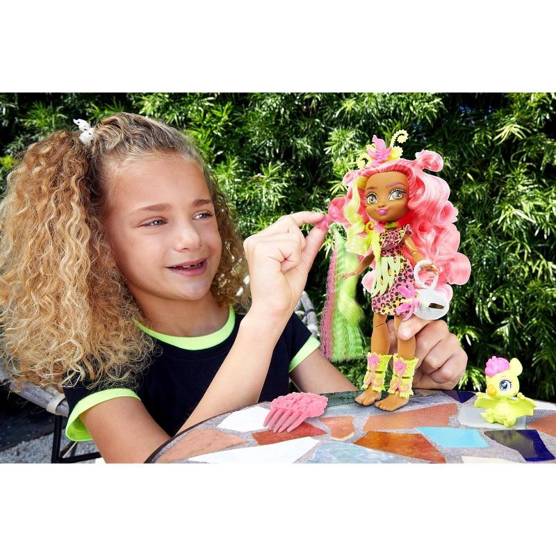 Cave Club Fernessa Doll (8 – 10-inch, Pink Hair) Poseable Prehistoric Fashion Doll with Dinosaur Pet and Accessories, 2 of 7