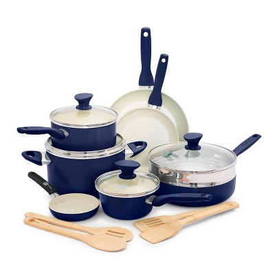 Spice by Tia Mowry - Nonstick Ceramic 10PC Charcoal Aluminum Cookware Set 