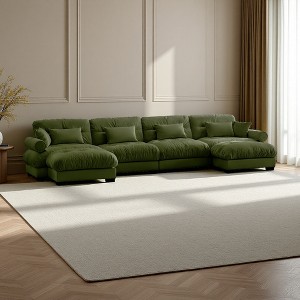 166" Velvet Modular U-Shaped Sectional Sofa with 2 Ottomans - 1 of 4