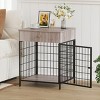 Grey Small Dog Crate End Table,Dog Crate Furniture, Dog Kennel End Table with Storage Drawer, Chew-Proof Metal Fence, Lockable Door, Wooden Pet Cage - 2 of 4