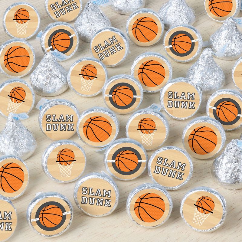 Big Dot of Happiness Nothin' but Net - Basketball - Baby Shower or Birthday Party Small Round Candy Stickers - Party Favor Labels - 324 Count, 1 of 8