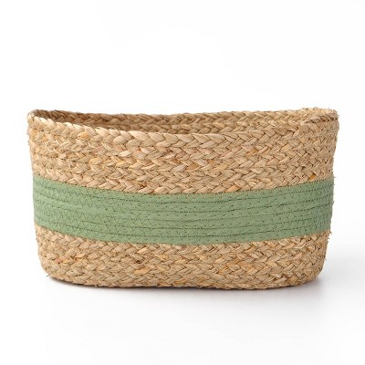 Natural Rope Basket with Green Stripe - Bullseye's Playground™