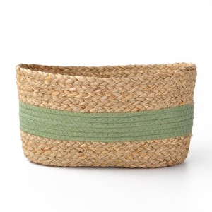 Natural Rope Basket with Green Stripe - Bullseye's Playground™ - 1 of 3