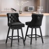 Beautyolove Faux Leather Upholstered Solid Wood Frame Bar Height Swivel Bar Stool (Set of 2) - 2 of 4
