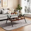 NicBex Modern 38.6" Rectangle Coffee Table with Glass Top, Open Storage Shelf and Iron Frame for Living Room - image 4 of 4