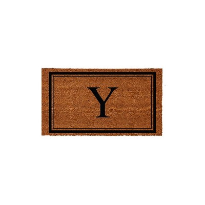 Evergreen Monogram Indoor Outdoor 100% Natural Coir Doormat 28" x 16" |  Letter  "Y"