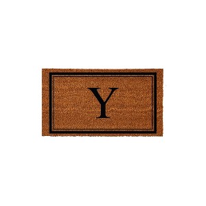 Evergreen Monogram Indoor Outdoor 100% Natural Coir Doormat 28" x 16" |  Letter  "Y" - 1 of 4