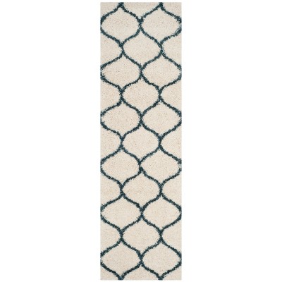 2'3"x12' Quatrefoil Design Loomed Runner Rug Ivory/Slate Blue - Safavieh