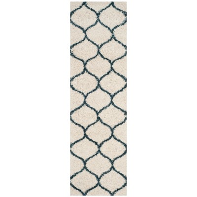 2'3"x12' Quatrefoil Design Loomed Runner Rug Ivory/Slate Blue - Safavieh