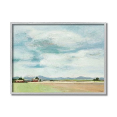 Stupell Industries Red Barn Farm Landscape Soft Blue Sky