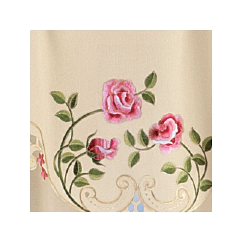 Collections Etc Elegant Pink Rose Floral Embroidered Curtains Drapes, Ivory, 3 of 4