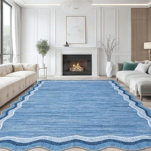 Rug Non-Slip No-Shedding Machine Washable Low Pile Carpet, Stain-Resistant Foldable Soft Accent Rug for Hallways, Bedside Living Room - 1 of 4