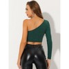 Allegra K Women's Party Glitter Metallic Slim Fitted One Shoulder T-Shirt - 3 of 4