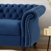 Blue Velvet Mid-Century Loveseat, Tufted, Rolled Arms, Deep Seat, Nailhead Trim, Gourd Legs for Living Room or Apartment - 4 of 4