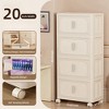 SKRAN Side Wide Folding Storage Cabinet,Multi-layer Closet organizers,Plastic Storage Bins with Magnetic Door and Wheels,Cream White B - 3 of 4