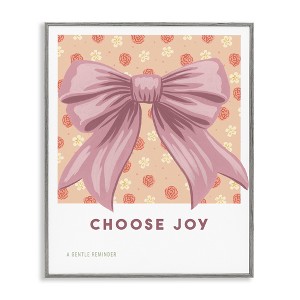 Stupell Industries Choose Joy Bow with Florals Framed Giclee Art - 1 of 4