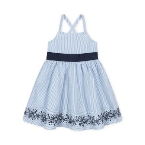 Hope & Henry Girls' Sleeveless Special Occasion Sun Dress with Bow Back Detail and Embroidery, Toddler - 1 of 4