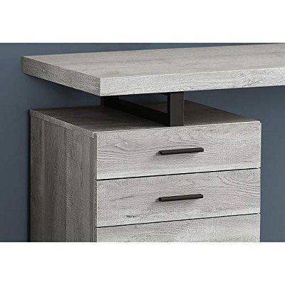 Transitional Black/Gray Wood Home Office Desk with 3 Drawers