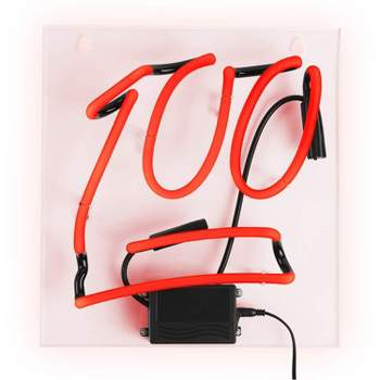 Amped & Co Painted Red Glass with 100 Emoji Real Neon Wall Light Indoor Decorative Sign, Red