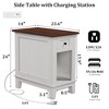 Narrow Side Table with Charging Station with Storage, Small Farmhouse End Tables Sofa Table, Nightstand Bedside Tables for Living Room Bedroom - 2 of 4