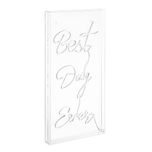 11.7" x 23.6" Best Day Ever Contemporary Glam Acrylic Box USB LED Neon - JONATHAN Y: Modern Decor, Integrated Bulb - 1 of 4