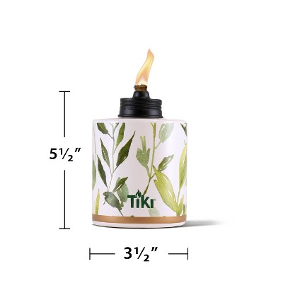 TIKI 5.5&#34; 2pk Ceramic Greenery Outdoor Tabletop Torch Off-White/Green_5