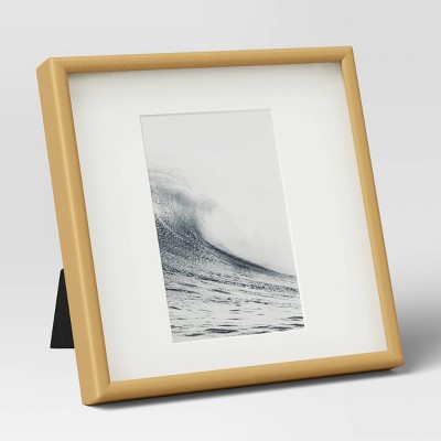 4x4 Frame with Mat - Brown 8x8 Frame Wood Made to Display Print or Poster Measuring 4 x 4 Inches with White Photo Mat
