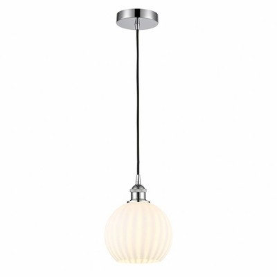 White Venetian - 1 Light Cord Hung Mini Pendant In Modern Style-10 Inches Tall and 8 Inches Wide