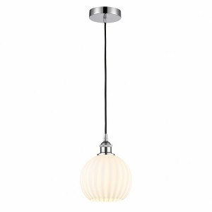 White Venetian - 1 Light Cord Hung Mini Pendant In Modern Style-10 Inches Tall and 8 Inches Wide - 1 of 1