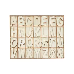 54pcs Unfinished Wooden Alphabet Letters and Symbols for DIY Craft Projects White Wood Finish 
