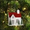 Glittered House with Red Roof and Bottle Brush Trees Christmas Tree Ornament White - Wondershop™: Indoor Use, 3.5" Height - 2 of 3