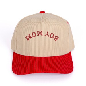 3D Puff Embroidered Boy Mom Upside Down Arch - Women's Corduroy Trucker Hat - 1 of 3