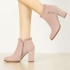 BLISSFUL STEP Women's Back to College Party Ruffle Pointed Toe Block Heel Ankle Boots - 2 of 4