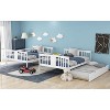 Okak Full over Full Solid Wood Bunk Bed with Twin Size Trundle Loft Bunk Bed with Ladder & Safety Guardrail for Kids Teens, Easy Assemble, White - 3 of 4