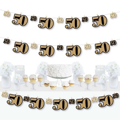Big Dot of Happiness Adult 50th Birthday - Gold - Birthday Party DIY Decorations - Clothespin Garland Banner - 44 Pieces