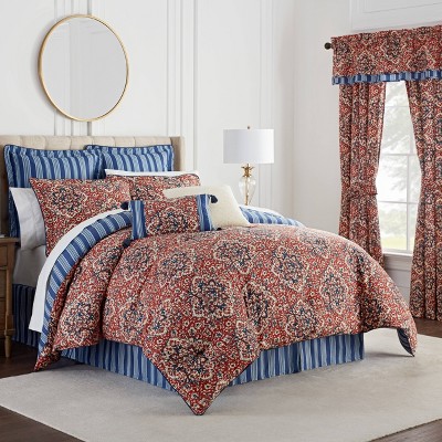 Waverly Tabriz King Blue Cotton Reversible Comforter Set