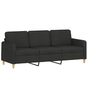 vidaXL 3-Seater Sofa in Black Fabric with Sturdy Metal Frame, Spacious and Comfortable Seating for Office, Living Room or Lounge Area - 1 of 4